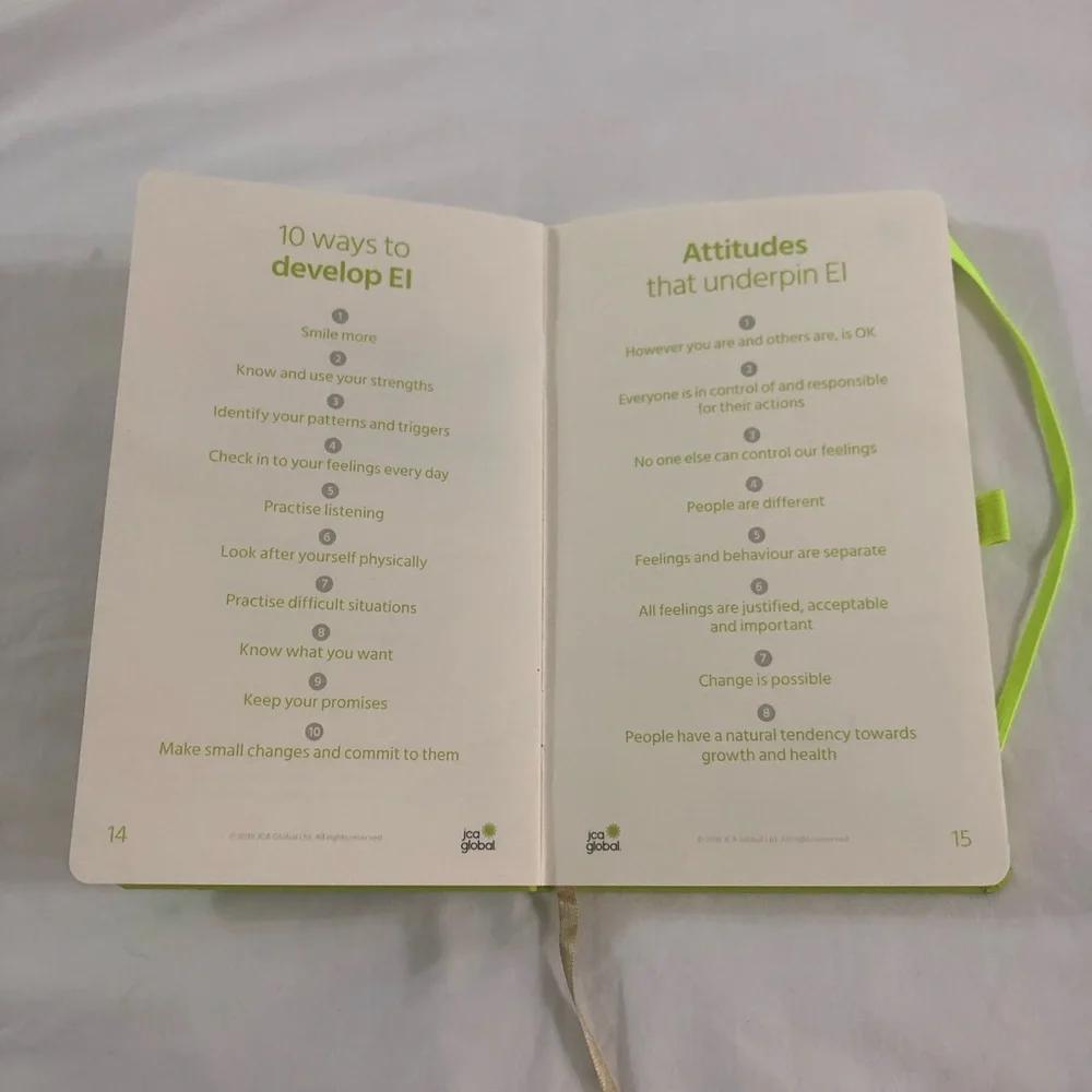 JCA global Sustaining your Learning reflective journal yellow. 8”LX5”W